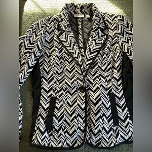Chico’s Black and White Chevron Blazer size 1